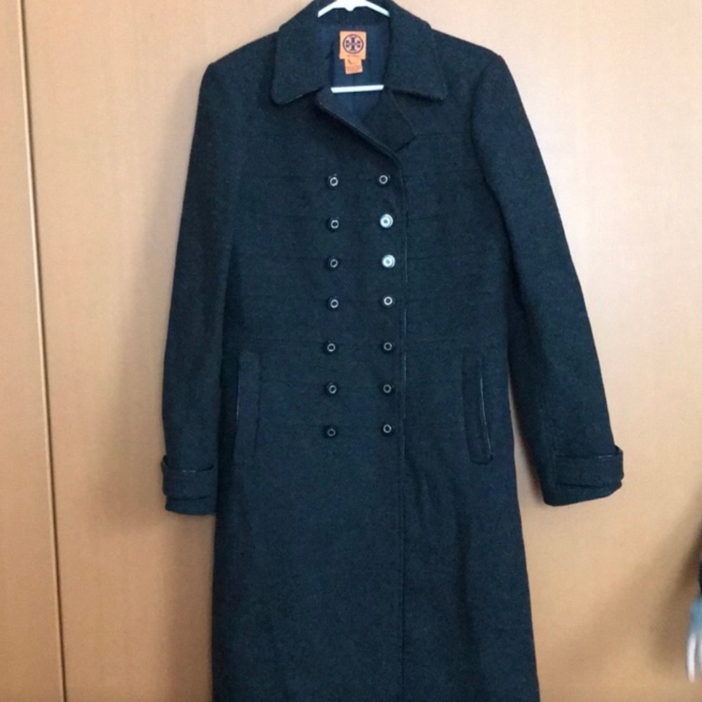 Tory Burch Double Breasted long gray coat